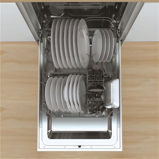 Candy Integrated Slimline Dishwasher - Black Control Panel  - Top view basket shot